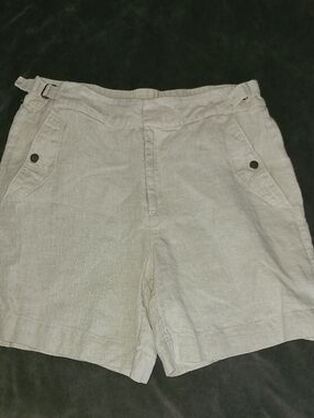 Athleta Light Beige Women's Linen Shorts Size 10 Coastal Minimalist